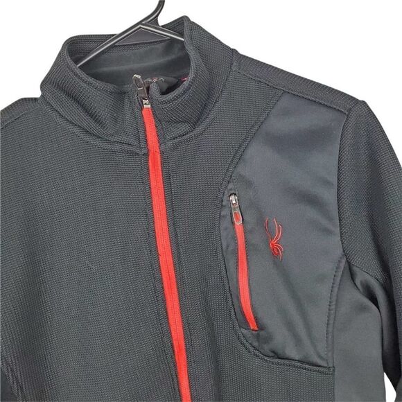 SPYDER Full Zip Up Mock Neck Sweater Jacket Textured Pockets Fleece Lined Inside - Picture 2 of 6